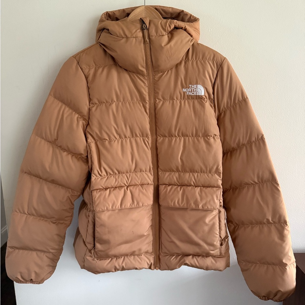 The North Face Tan Hooded Puffer Jacket (Gotham Jacket)